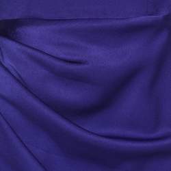 Pre Owned Alex Perry Dallas Blue Satin Fringe Sleeveless Midi Dress L