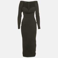 مملوكة مسبقًا Alex Perry Black Crepe Corin Midi Dress S