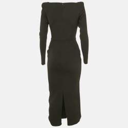 مملوكة مسبقًا Alex Perry Black Crepe Corin Midi Dress S