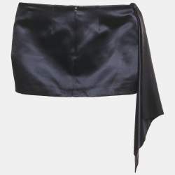 Pre Owned Alex Perry Navy Blue Silk Draped Mini Skirt S