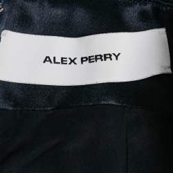 Pre Owned Alex Perry Navy Blue Silk Draped Mini Skirt S