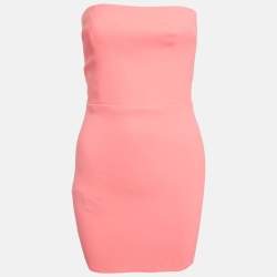 Pre Owned Alex Perry Neon Pink Stretch Crepe Strapless Mini Dress S