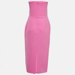 Alex Perry Pink Stretch Crepe Strapless Midi Dress L