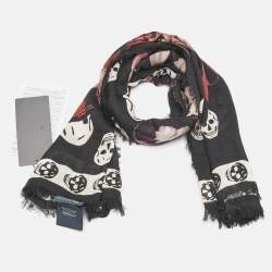 Alexander McQueen Black Modal Giant Butterfly and Skull Scarf