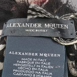 Alexander McQueen Black Modal Giant Butterfly and Skull Scarf