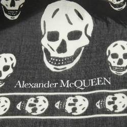 Alexander McQueen Black Skull Printed Modal & Silk Scarf