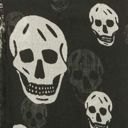 Alexander McQueen Black Skull Printed Modal & Silk Scarf