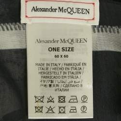 Alexander McQueen Navy Blue Printed Cotton Blend Scarf 