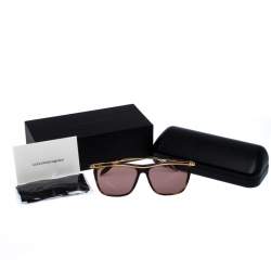Pre Owned Alexander McQueen Gold/Brown Tortoise Smoke AM0143 Sunglasses