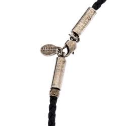 Pre Owned Alexander McQueen Skull Dice Motif Black Woven Leather Necklace