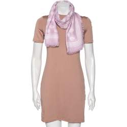 Pre Owned Alexander McQueen Lilac Skull Printed Modal Fringed Scarf