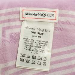 Pre Owned Alexander McQueen Lilac Skull Printed Modal Fringed Scarf