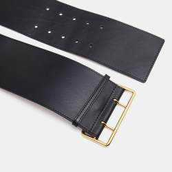 Alexander McQueen Black Leather Waist Belt 85 CM