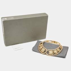 Pre Owned Alexander McQueen Faux Pearl Gold Tone Choker Necklace