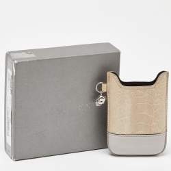 Alexander Mcqueen Beige Croc Embossed and Leather Phone Case