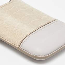Alexander Mcqueen Beige Croc Embossed and Leather Phone Case