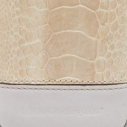 Alexander Mcqueen Beige Croc Embossed and Leather Phone Case