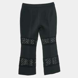 Alexander McQueen Black Wool Blend Lace Trimmed Trousers S