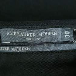 Alexander McQueen Black Wool Blend Lace Trimmed Trousers S