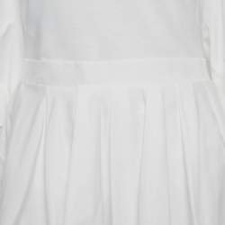 Pre Owned Alexander McQueen White Cotton Pleated Mini Dress S