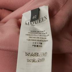 Pre Owned Alexander McQueen Pink Silk Chiffon Silk Ruffled Off-Shoulder Midi Dress M