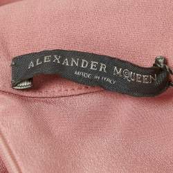 Pre Owned Alexander McQueen Pink Silk Chiffon Silk Ruffled Off-Shoulder Midi Dress M