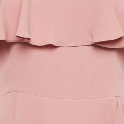 Pre Owned Alexander McQueen Pink Silk Chiffon Silk Ruffled Off-Shoulder Midi Dress M