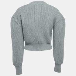 Alexander McQueen Grey Wool Rib Knit Button Front Cardigan M