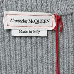 Alexander McQueen Grey Wool Rib Knit Button Front Cardigan M