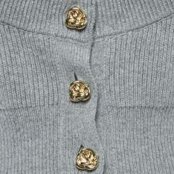 Alexander McQueen Grey Wool Rib Knit Button Front Cardigan M