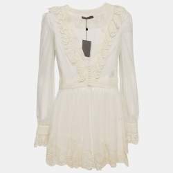 Alexander McQueen Off White Embroidered Tulle Sheer Tunic L