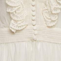 Alexander McQueen Off White Embroidered Tulle Sheer Tunic L