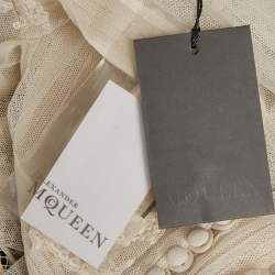 Alexander McQueen Off White Embroidered Tulle Sheer Tunic L