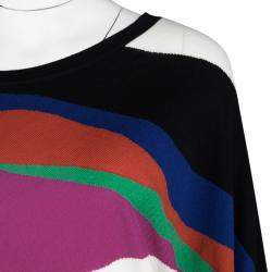 Pre Owned Alexander McQueen Multicolor Heart Intarsia Wool Dolman Sleeve Tunic Dress L
