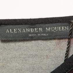 Pre Owned Alexander McQueen Black Printed Jersey Fitted Dress XS