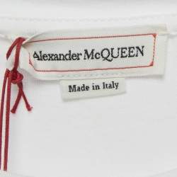 مملوكة مسبقًا Alexander McQueen White Cotton balloon Sleeve Open Shoulder Top S