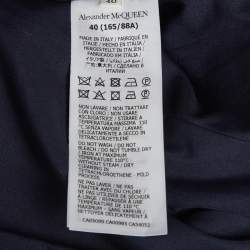 Pre Owned بدلة جينز بلون أزرق غامق مع درز متباين أليكسندر ماكوين مقاس صغير/متوسط