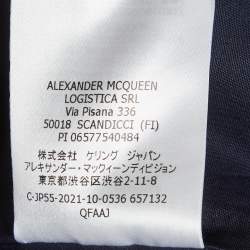 Pre Owned بدلة جينز بلون أزرق غامق مع درز متباين أليكسندر ماكوين مقاس صغير/متوسط