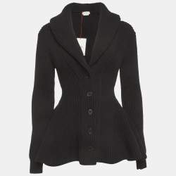 مملوكة مسبقًا Alexander McQueen Black Wool Buttoned Cardigan XS