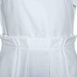 Pre Owned Alexander McQueen White Pique Cotton Short Sleeve Peplum Top M