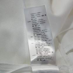 Pre Owned Alexander McQueen White Pique Cotton Short Sleeve Peplum Top M