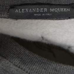 Alexander McQueen Grey Fleece Lined Cotton Poppy Sequined Sweatshirt S