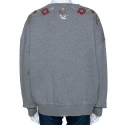 Alexander McQueen Grey Fleece Lined Cotton Poppy Sequined Sweatshirt S