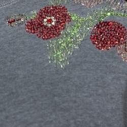 Alexander McQueen Grey Fleece Lined Cotton Poppy Sequined Sweatshirt S