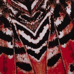 Pre Owned Alexander McQueen Red Abstract Pattern Silk Knit Flounce Skirt S