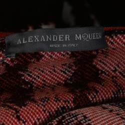 Pre Owned Alexander McQueen Red Abstract Pattern Silk Knit Flounce Skirt S