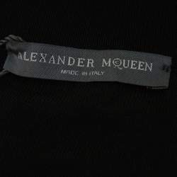 Alexander McQueen Black Patterned Silk Knit Midi Skirt M