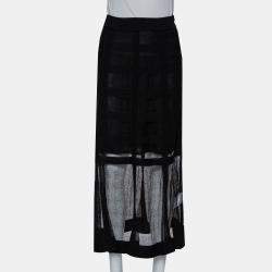 Alexander McQueen Black Patterned Silk Knit Midi Skirt M