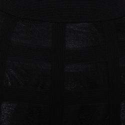 Alexander McQueen Black Patterned Silk Knit Midi Skirt M