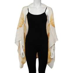 Pre Owned Alexander McQueen Yellow Poppy Printed Silk Oversized Draped Shrug (Free Size)